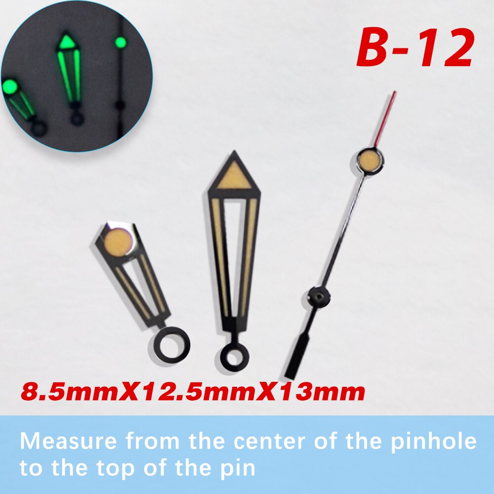 watch accessories, super bright green and blue watch hands, suitable forsuitable 8215，3804，8200，2813 movement pointer: B-12