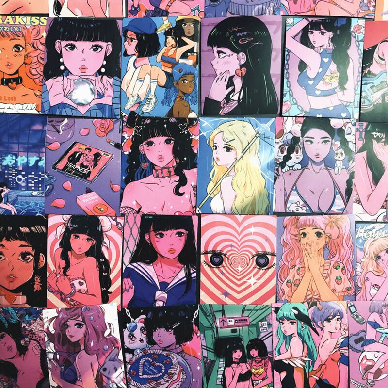 INS Pink Cute Girl Sticker DIY Scrapbook Bottom Collage Phone Diary Happy Plan Sealing Decoration Sticker