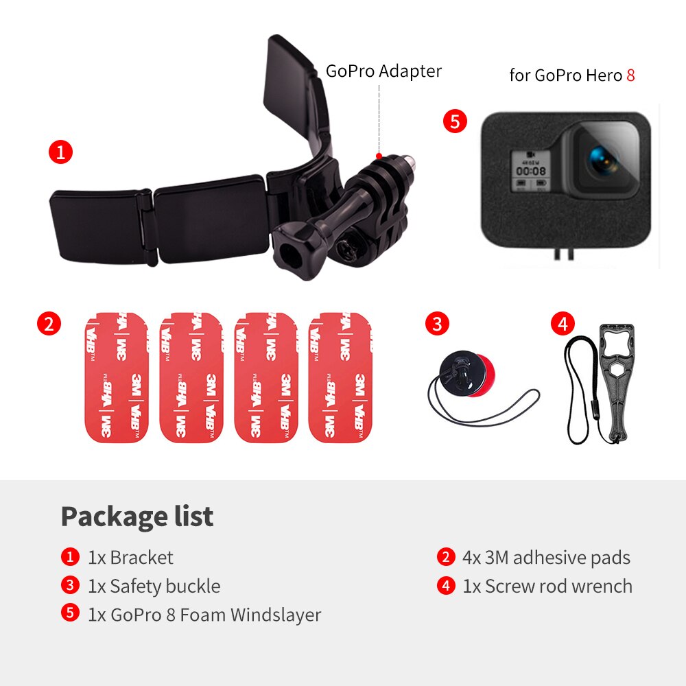 TUYU nowy Upgrade motocykl rower kask podbródek uchwyt na GoPro Max Hero 10 9 8 Insta360 OneR X2 DJI h9 akcesoria do kamer: for GoPro 8 kit
