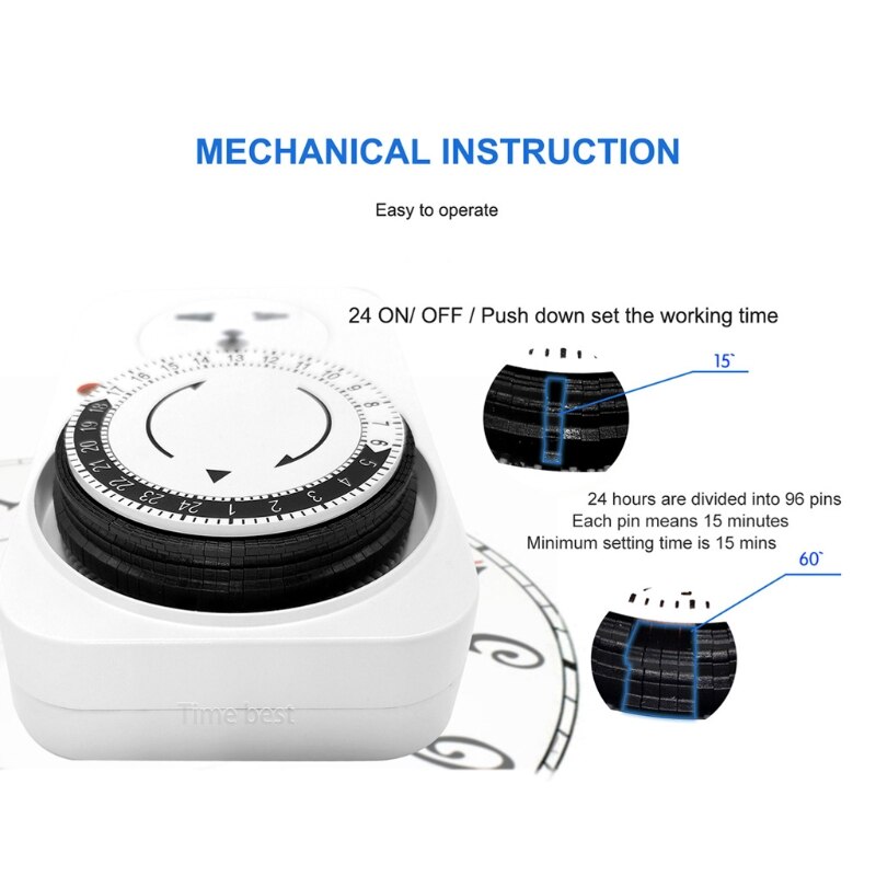 24 Hour Cyclic Timer Switch Kitchen Timer Outlet Loop Universal Timing Socket Mechanical Timer UK EU US Plug