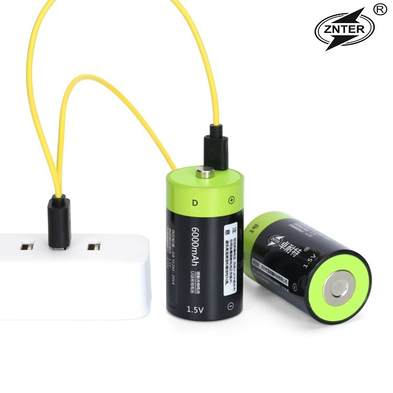 6000 MAH Lipo lithium polymer ZNTER batterij 1.5 V D oplaadbare batterijen + 1 pcs USB kabel mobiele voor gas fornuis oven