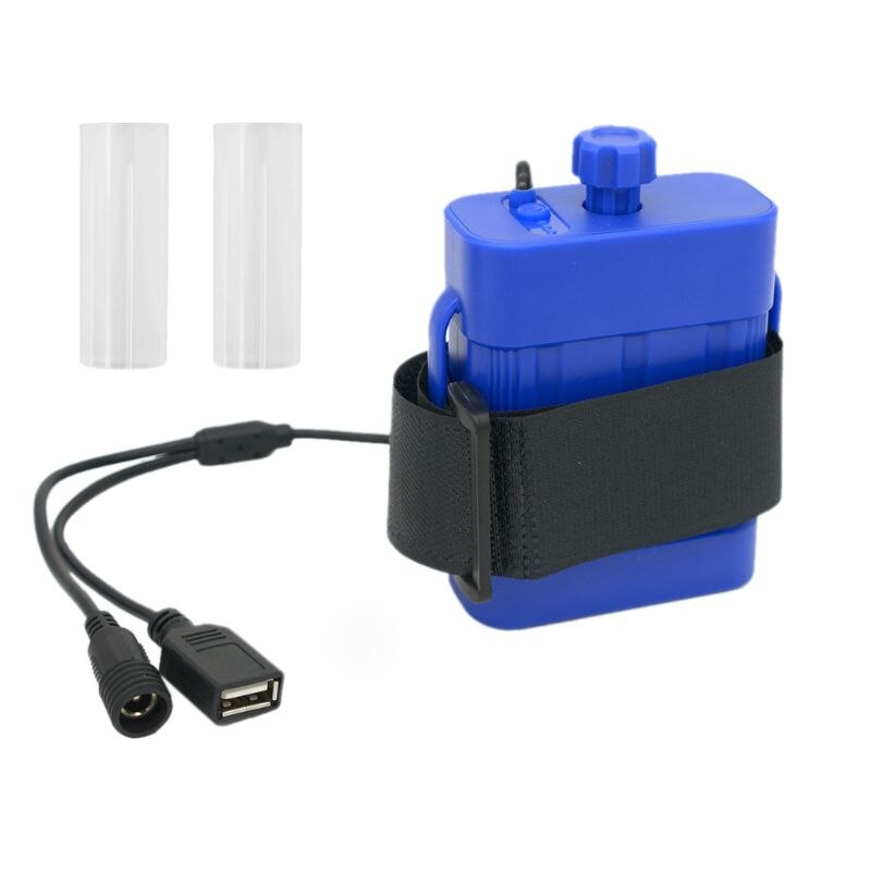 Portable Waterproof Battery Holder - 2x 26650 Battery Case for Bicycle Light External Power Storage: Blue