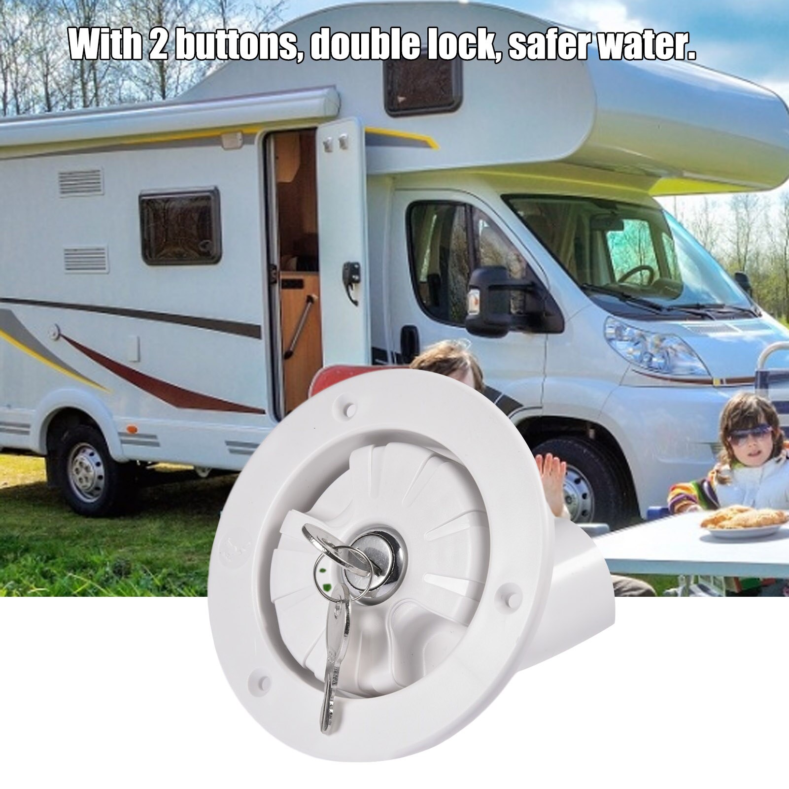 RV Camper Trailer Caravan Gravity Locking Water Inlet Water Locking Cap Convenient Tough Car Hatch Cover Gravity Lock Water Port