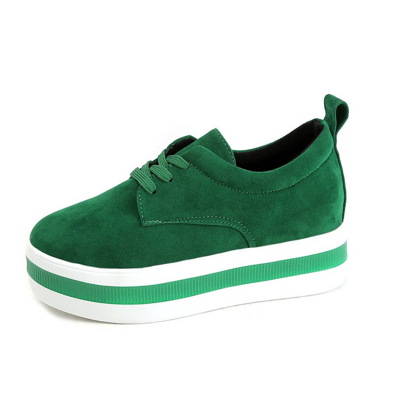 Asumer sko kvinde rund tå snørebånd flade kvinder casual dame sko flade platform sko kvinder flade sko str. 35-40: Grøn / 4
