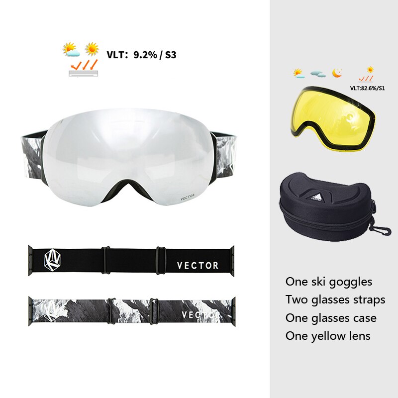 Utbytbar rem otg ski snowboard glasögon kvinnor män skidglasögon mask  uv400 snöskyddsglasögon vuxen sfärisk: Glasögon totalt set