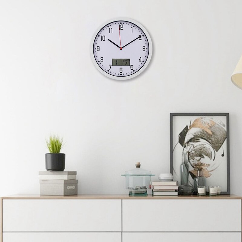 reloj De pared clásico De estilo clásico con pantalla De temperatura, reloj De plástico Digital moderno, reloj Retro De cuarzo, reloj De pared