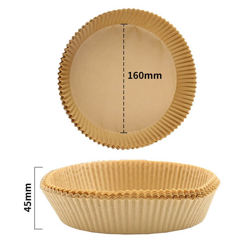 50 Pcs 16cm Air Fryer Disposable Paper Liner Non-Stick Mat Wood Pulp Round Paper