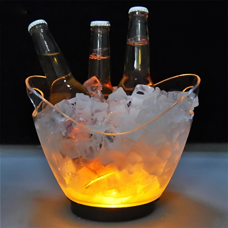 Portable Ice Bucket Waterproof 7 Color LED Ice Bucket Nightclub Bar Party Champagne Wine Bucket Transparent Light Wine Barrel