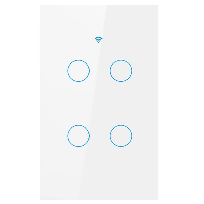 Us wifi smart switch 4 gang smart væg tryk lyskontakt fungerer med alexa google home mini ifttt smart life tuya app (hvid)