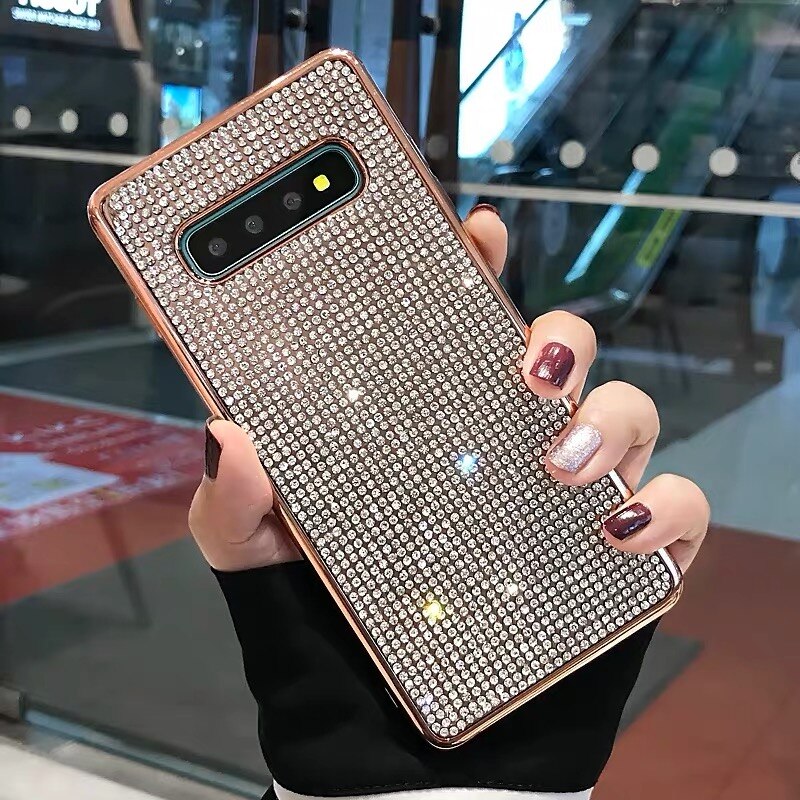 Bling Voller Diamanten Fall für Samsung S20 S10 Plus S10E Etui für Samsung S7 S7 rand S8 S9 Plus coque Weichen Strass Funda