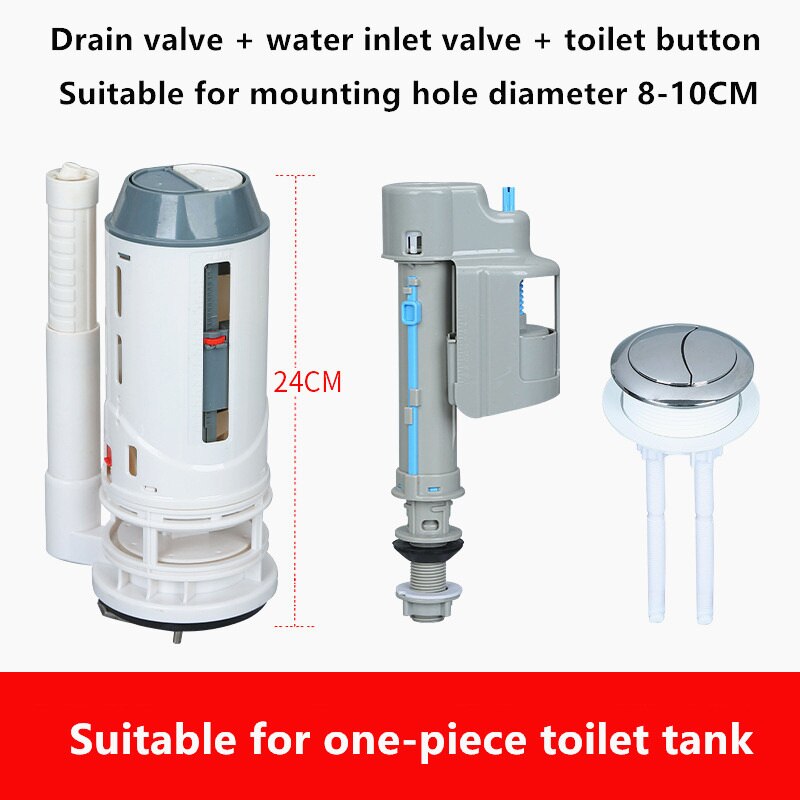 One Piece Toilet Drain Valve Old-fashioned Toilet Filling Valve Round Double Push Button Water Tank Fittings Sets,JO21088: 24 Drain Valve Set B