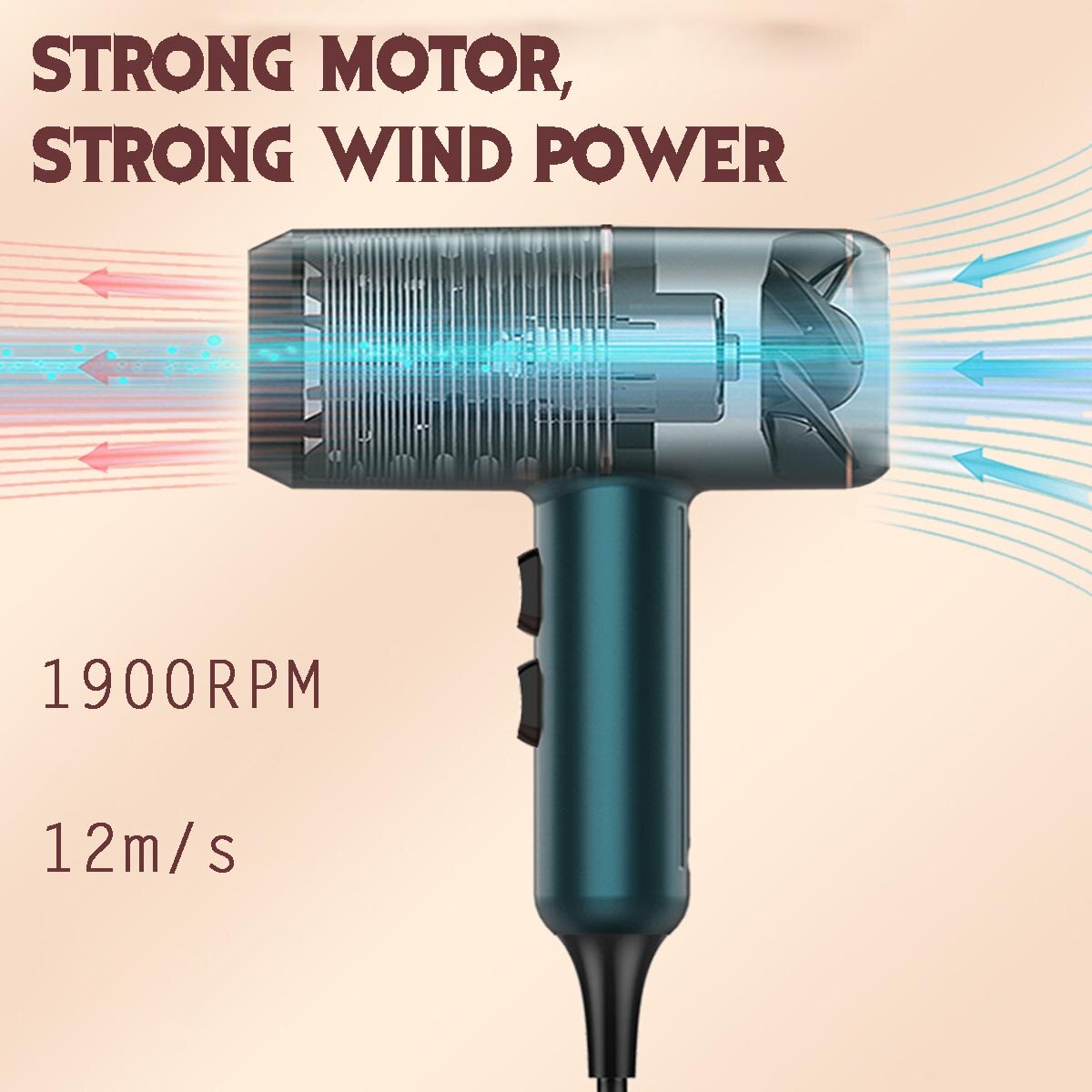 6 Gears 2000W Powerful Hair Dryer with 80 Million Negative Ion Blue Light Blower and Cold Wind Electric Hair Dryer