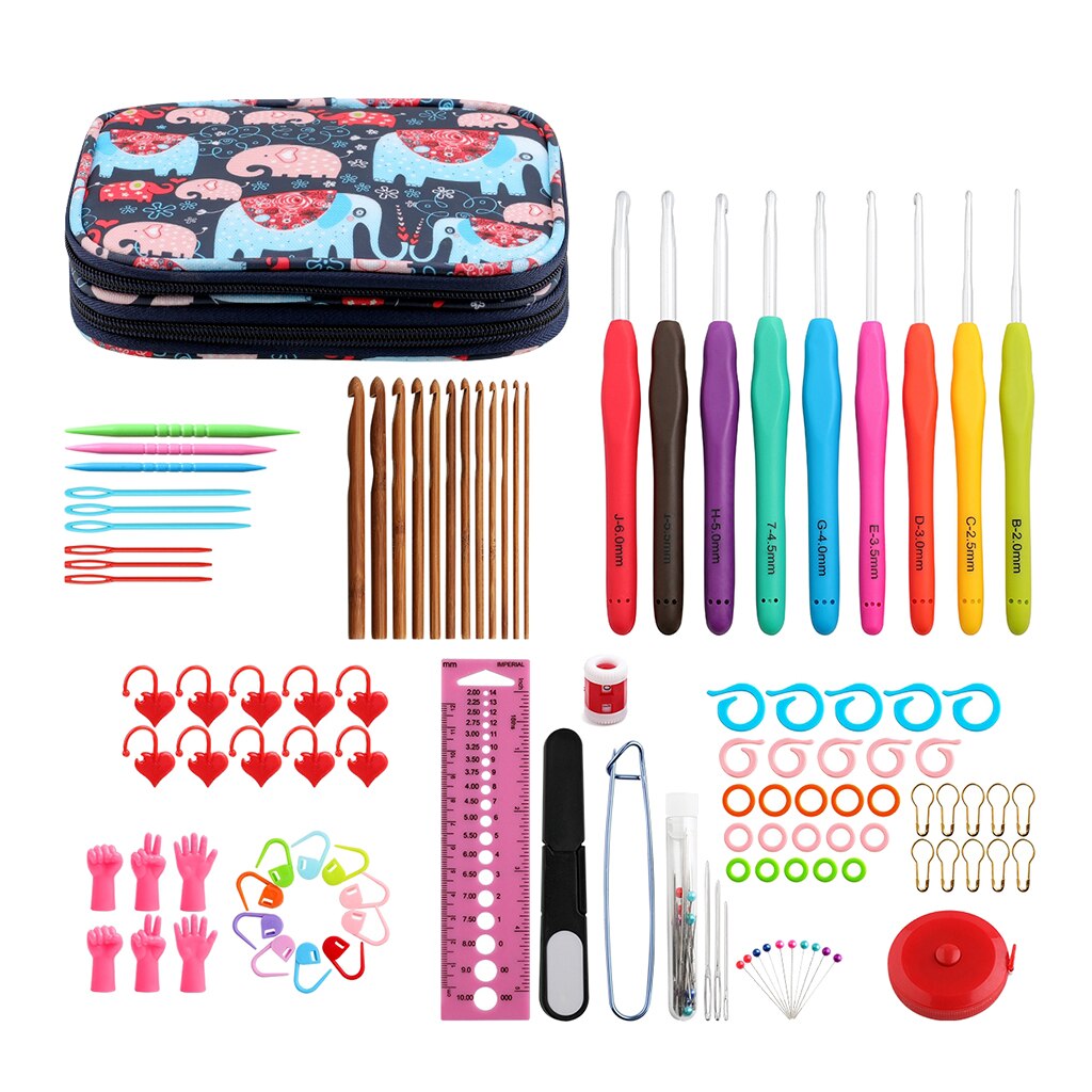 110PCS/SET Crochet Hook Set With Yarn Knitting Needles Sewing Tools Set Knit Gauge Scissors Stitch Holder Hook For Knitting