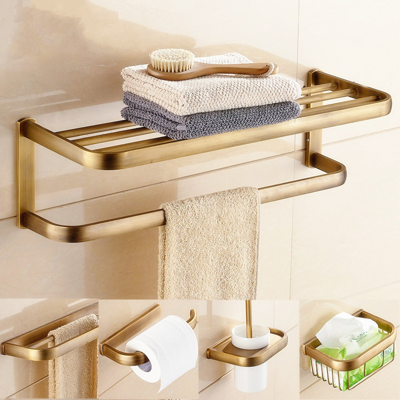 Antik firkantet badeværelsessæt europæisk badeværelse tilbehør sæt vægmonteret badeværelse produkter håndklædestativ papirholder uy
