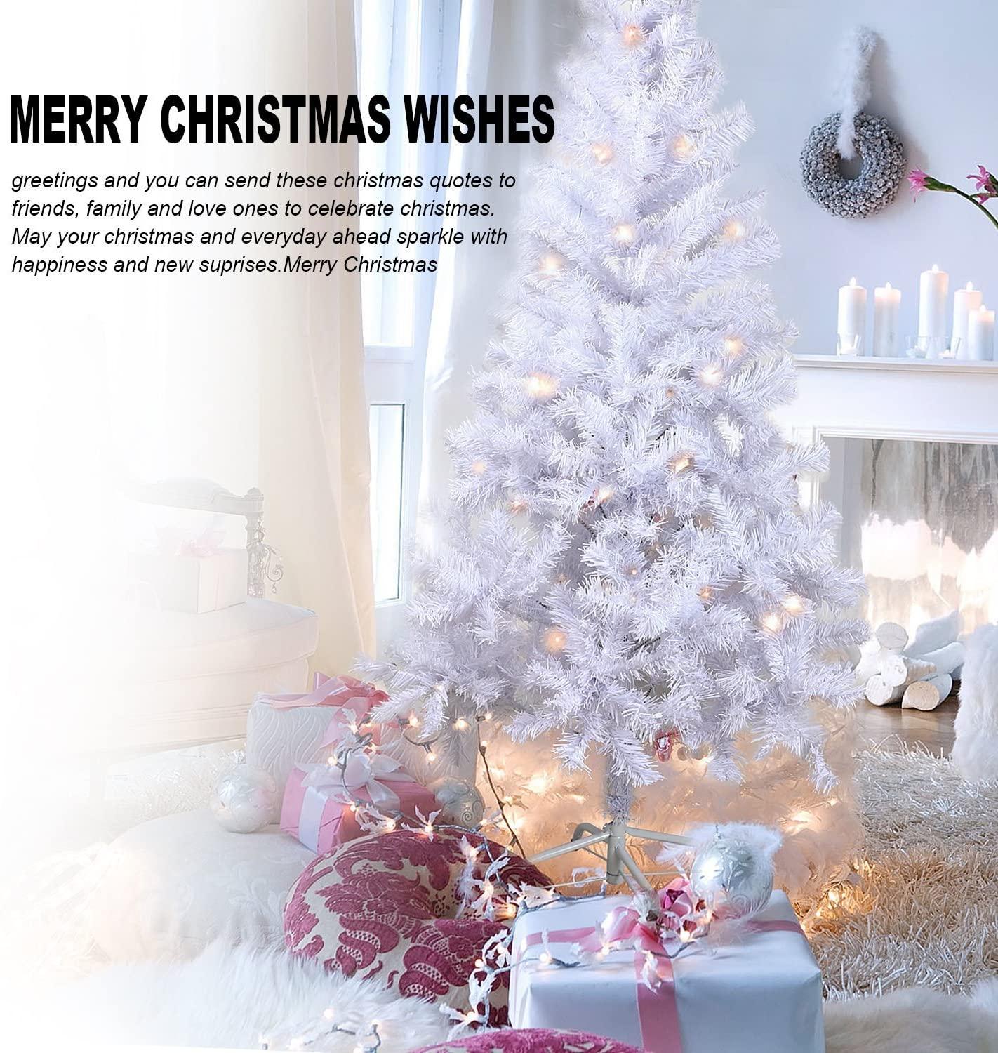 Árbol Navidad Blanco 257 Puntas 150CM Artificial Árboles Base de Soporte Plástico Navidad Decoración Navideña