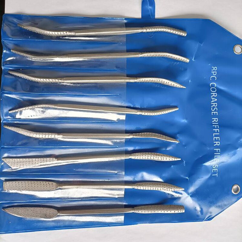 Wood Riffler File Set 8PCS 200Mm Double Ended Burrs For Woodworking Carving Hand Tools Needle File