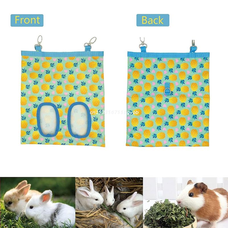 Bolsa alimentador de heno de conejo, sacos de almacenamiento de alimentación de heno, bolsas alimentadoras colgantes,