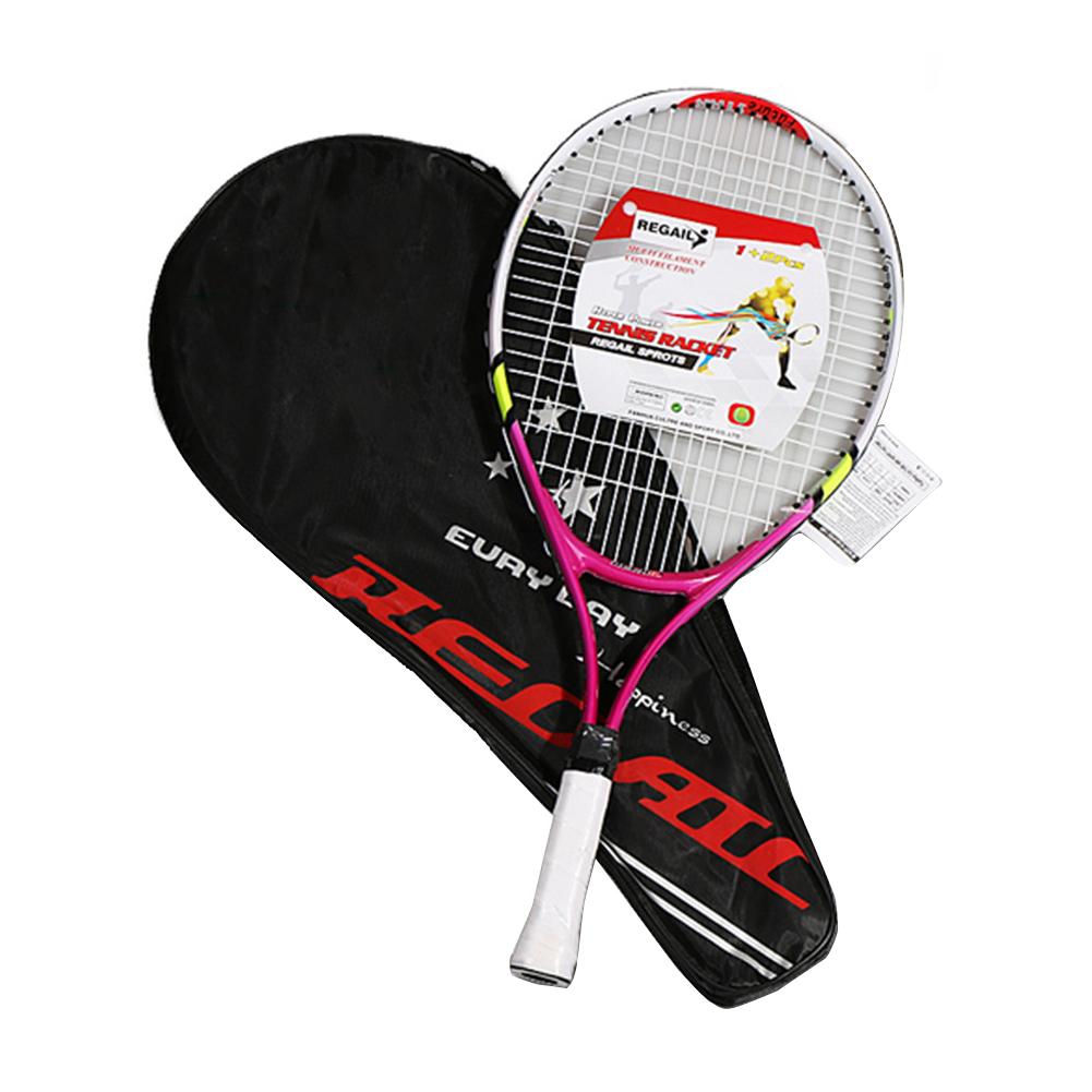 Tennisracket Aluminium Tennisracket Voor Kinderen Tieners Training Duurzaam Lichtgewicht Rood Geel Blauw Met Racket Tas: Red