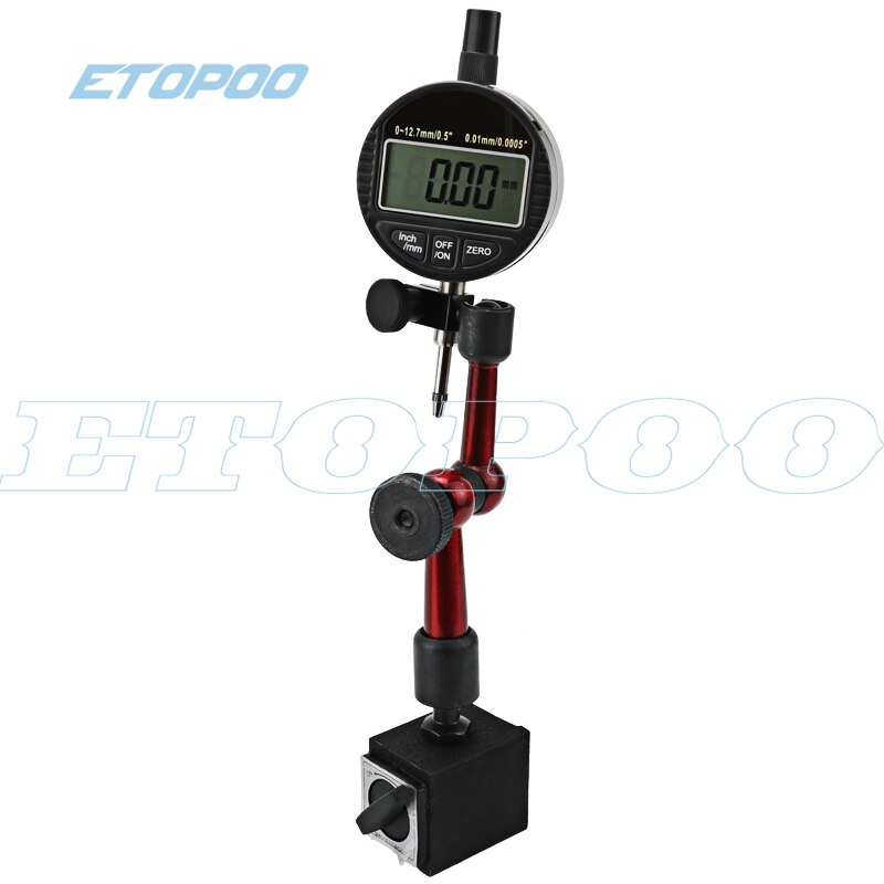 Digital Dial Indicator 0-12.7Mm/0.5'' 0-25.4Mm 0.01Mm with Mini Magnetic Base Holder Gauge Caliper Measuring Tools