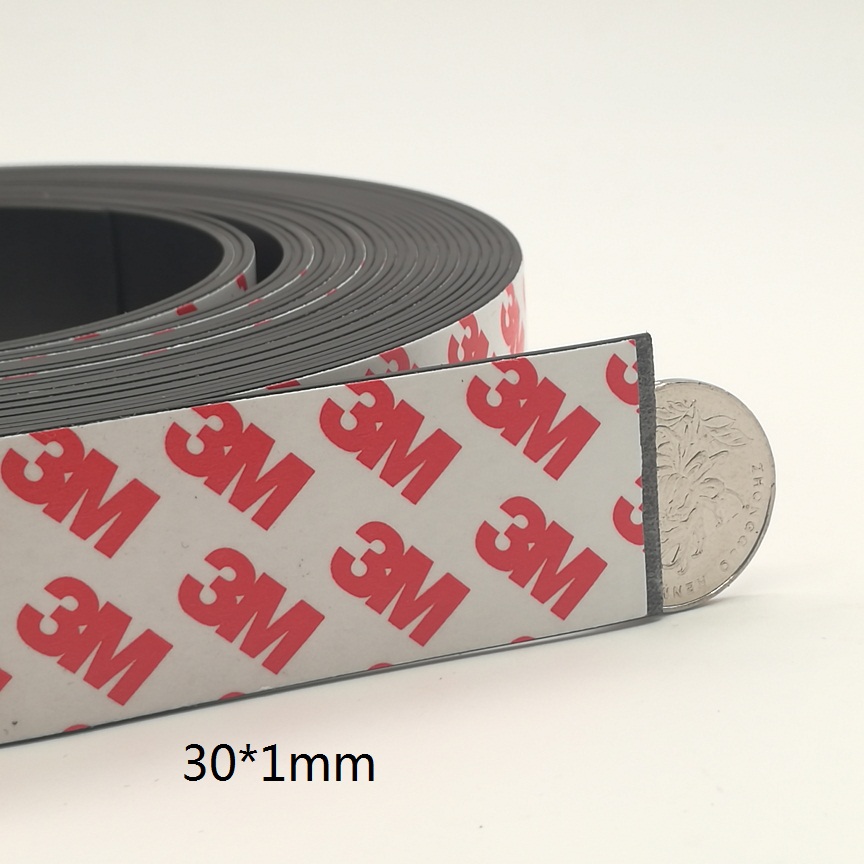Imán de goma de 10 metros/lote, cinta magnética Flexible autoadhesiva de 10x1, 20x1, 30x1mm, cinta imán ancho de 10mm/20mm/30mm de grosor, 1mm