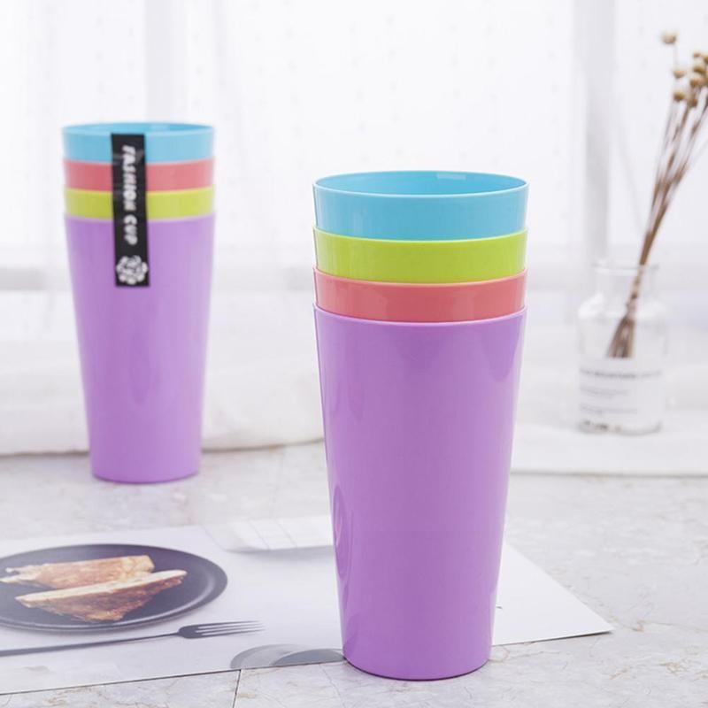 Home Plastic Water Cup Juice Tea Cup Portable Brief Thickened Candy Drinkware Party Toothbrush Brushing Color Washing Cup I8s2