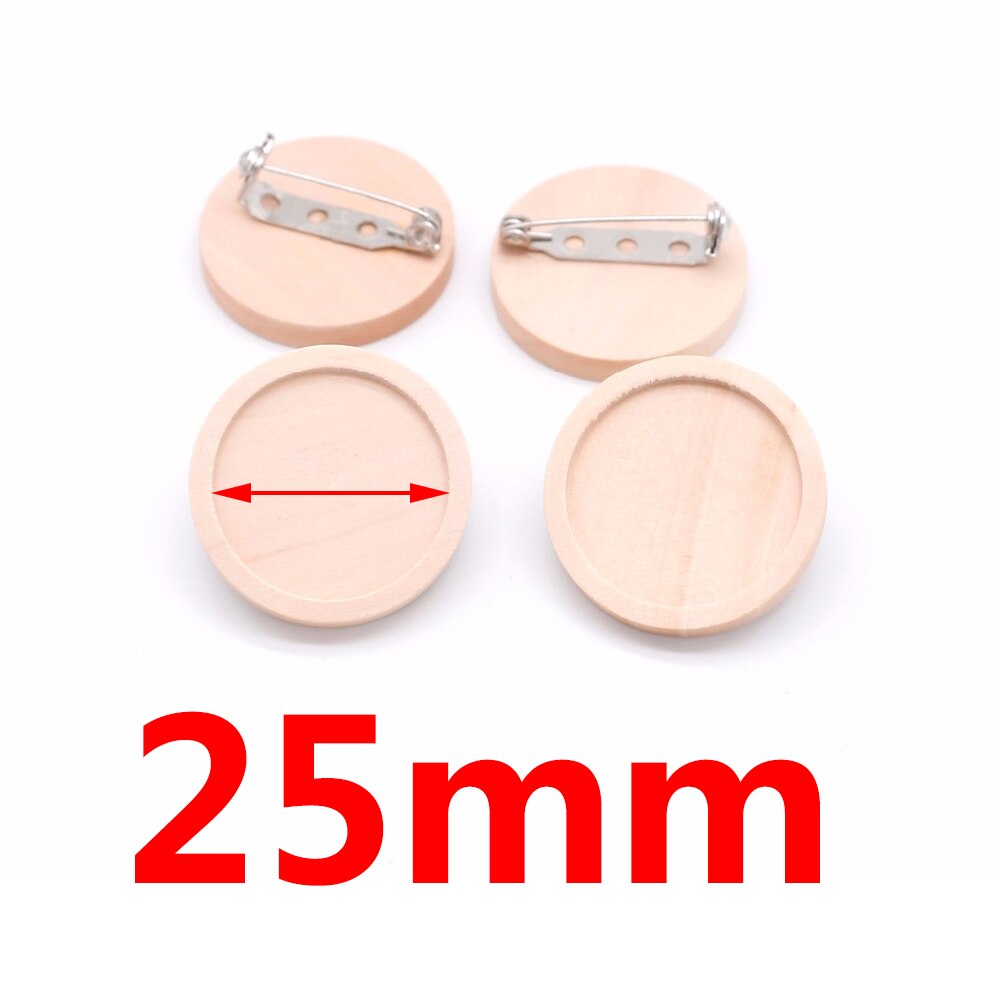 10 unids/lote de broches de cabujón de madera en blanco, ajustes de Base, 20 25 30 40mm de diámetro, bandeja de bisel redondo, broches Diy, respaldos de Pin para fabricación de joyas: Verde
