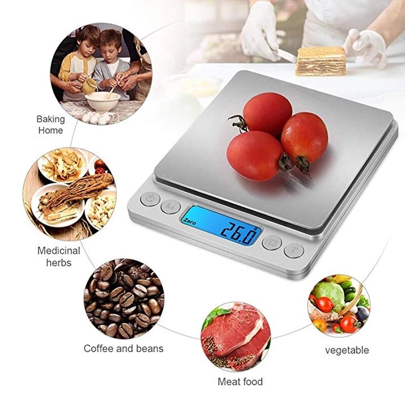 0.01g/0.1g Precision LCD Digital Scales 500g/1000/3000g Mini Precision Backlight Electronic Grams Weight Balance Scale
