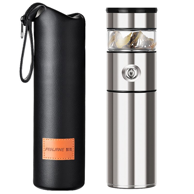 500Ml Glas Thee Thermos Cup Mok Rvs Thermos Vacuüm Cup Thee Zetgroep Fles Vacuüm Kolven Thermische Mok Water fles: Silver-bottle case