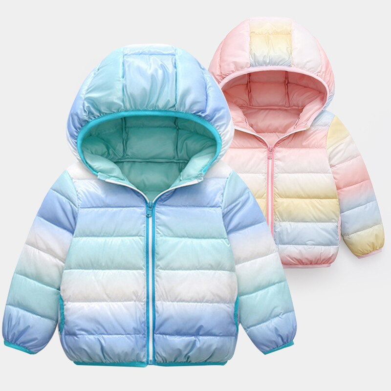 1-7 jahre alt freundlicher unten jacke baumwolle jacke Winter jungen und mädchen farbverlauf warme mit kapuze baumwolle jacke Baby jacke