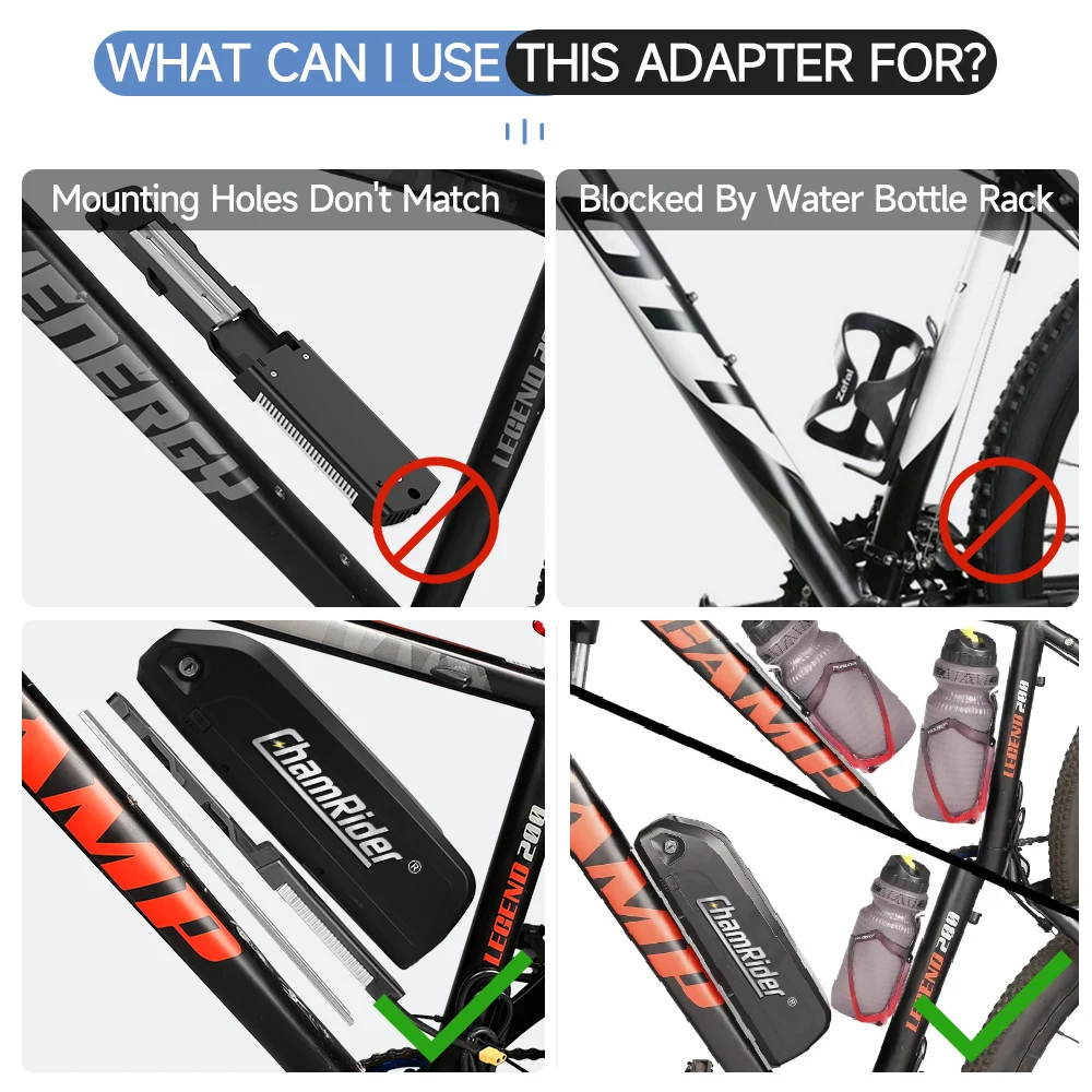 E-bike Bicycle Battery Mount Bracket Holder, Ebike Battery Downtube Frame, Mounting Rack for HaiLong Battery Adapter Tool Parts