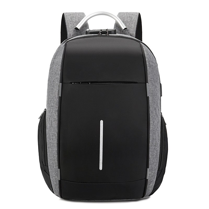 Anti Theft USB Charging Laptop Backpack Men Large Capacity Travel Bag Pack Many Departments Waterproof School Bags: Gray