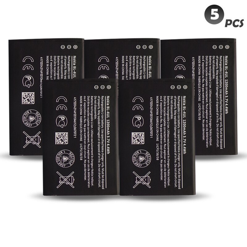 BL-4UL 3.7V 1200mAh Replacement Li-ion Polymer Battery For Nokia Mobile Phone Asha 225 Asha225 RM-1011 RM-1126 RM 1011 1126: 5PCS