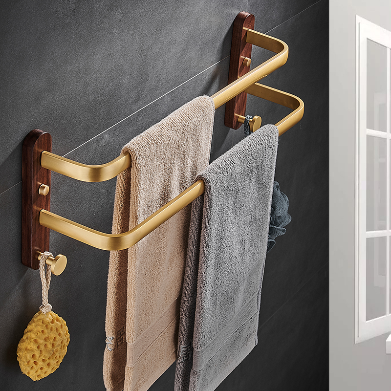 Portasciugamani da bagno in legno di noce in alluminio porta asciugamani da bagno porta mensola in legno porta asciugamani per bagno