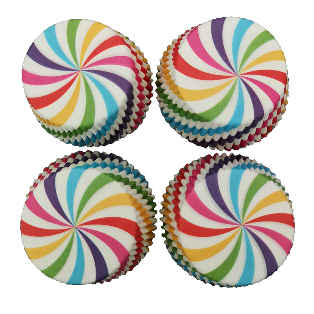 Zmhegw 100Pcs Kleurrijke Papier Taart Cupcake Liner Geval Wrapper Muffin Bakken Cup Party 4 Stijlen Cake Paper Cup #1975