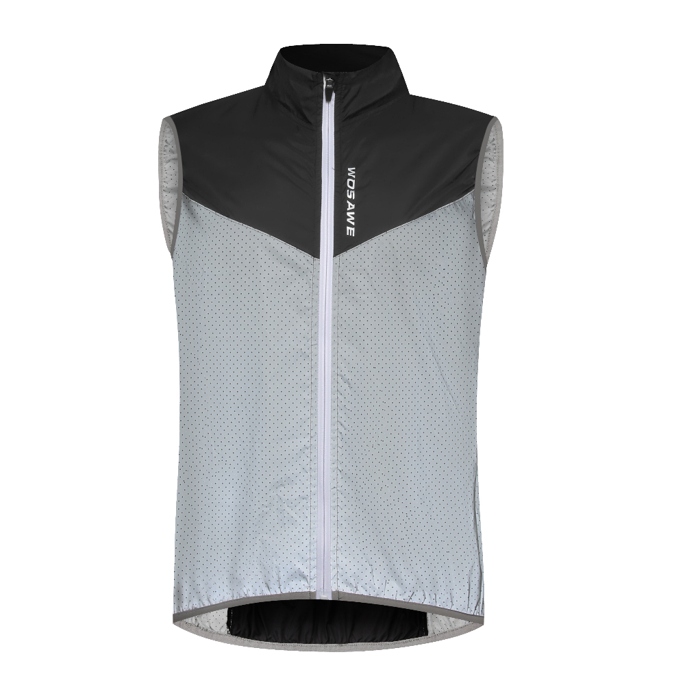 WOSAWE-Chaqueta de ciclismo segura, cortavientos de alta visibilidad, mezcla de colores fluorescentes y paneles plateados reflectantes: BO260-B / XXXL