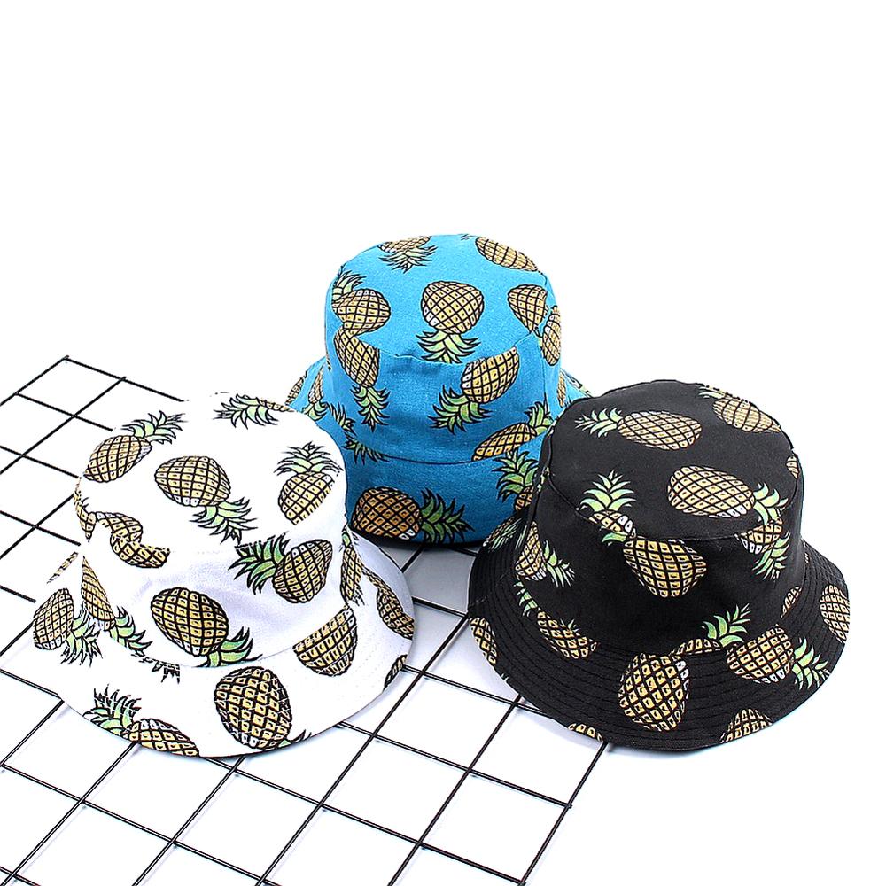 Summer Foldable Bucket Hat Cute Fruit pattern Hip Hop Wide Brim Beach UV Protection Round Top Sunscreen Fisherman Cap