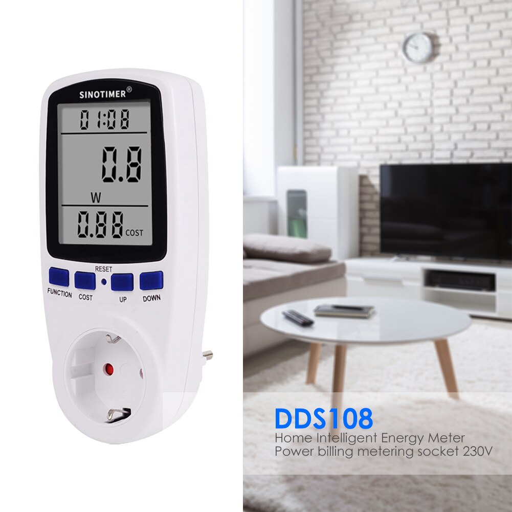 Wattmètre de contrôle de consommation électrique, grand écran LCD, prise de contrôle intelligente, consommation d'énergie domestique, tension