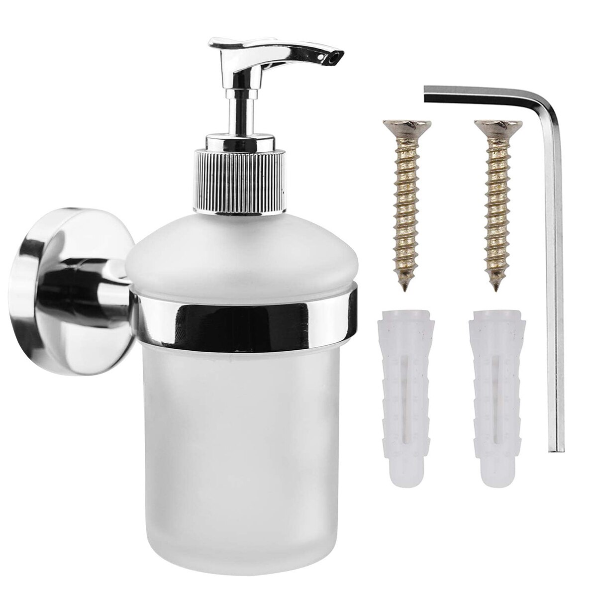 Bathroom Chrome Frosted Glass Soap Dispenser Wall Mounted Stylish Modern Hotel Concealed Fixing Frosted Glass Zinc Alloy And ABS