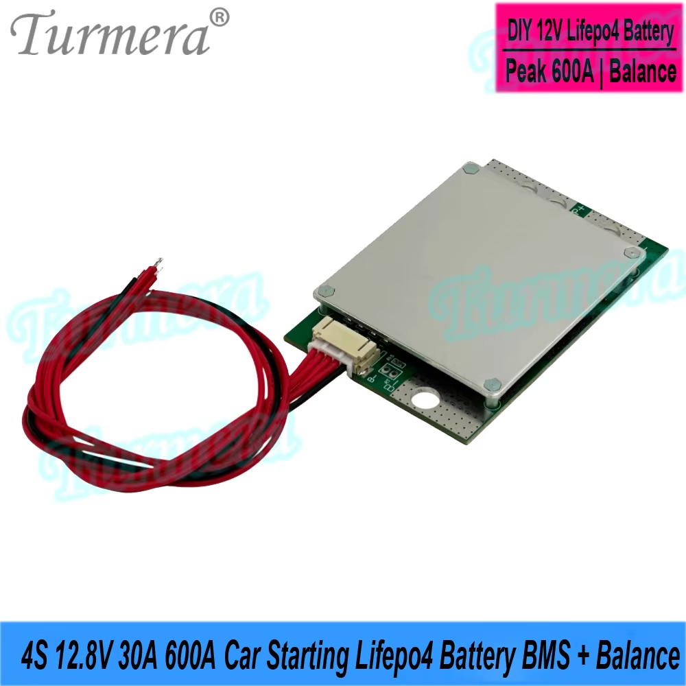 BMS 4s 12.8V Lifepo4 3S 12.6V 4s 16.8V 30A Peak 600A Li-ion batterie BMS Balance pour 3.2V 30Ah à 280Ah démarrage de voiture bricolage utilisation: Brun