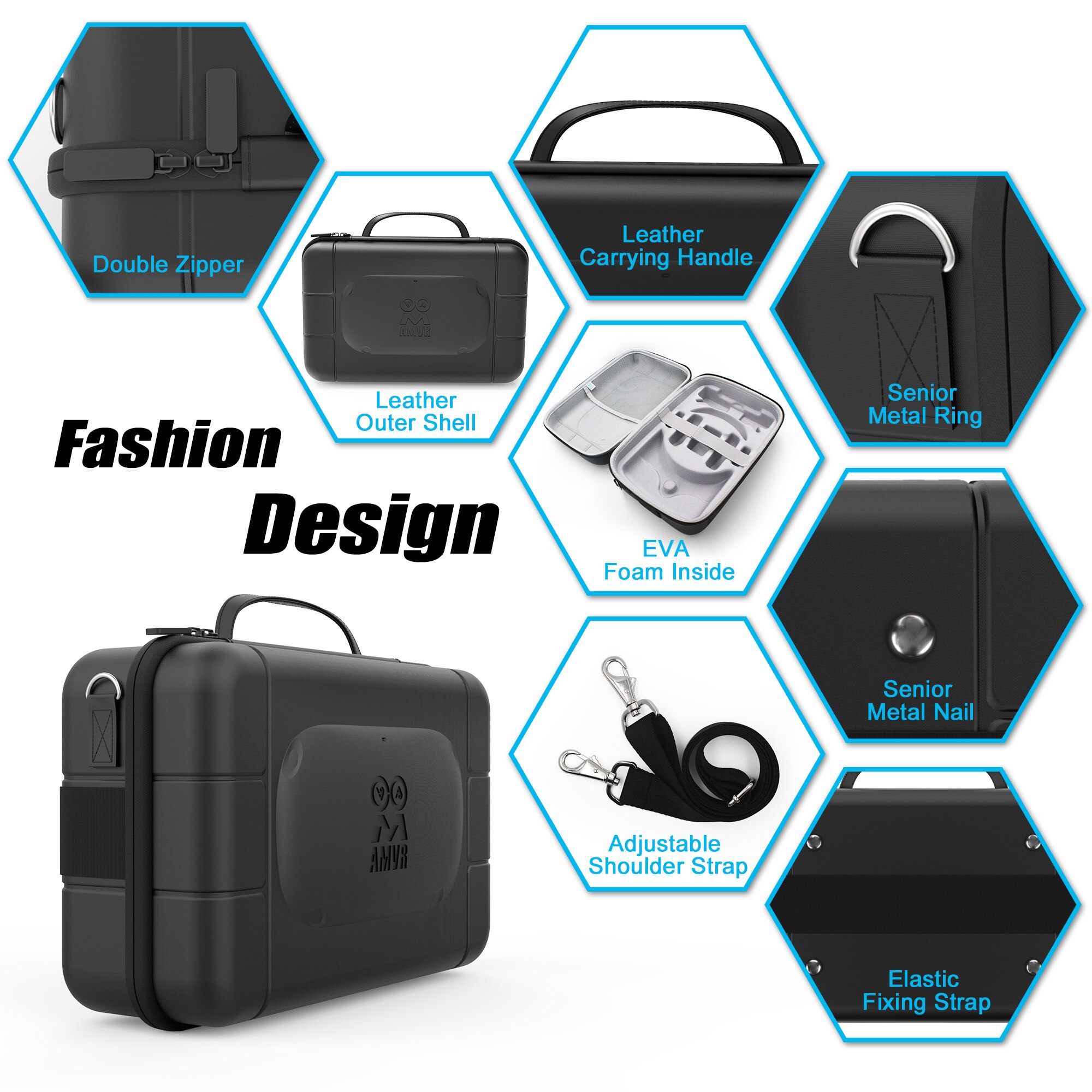 Leather Travel Storage Case for Oculus Quest VR Gaming Headset and Touch Controllers Accessories Waterproof Carrying Bag