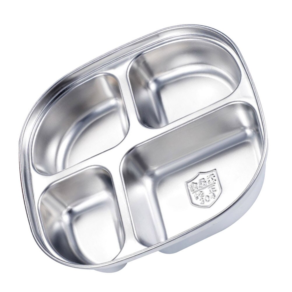 Divided Food Serving Plate Multi-use Buffet Plate Canteen Food Tray for Restaurant: Silver-119.5X19.5CM