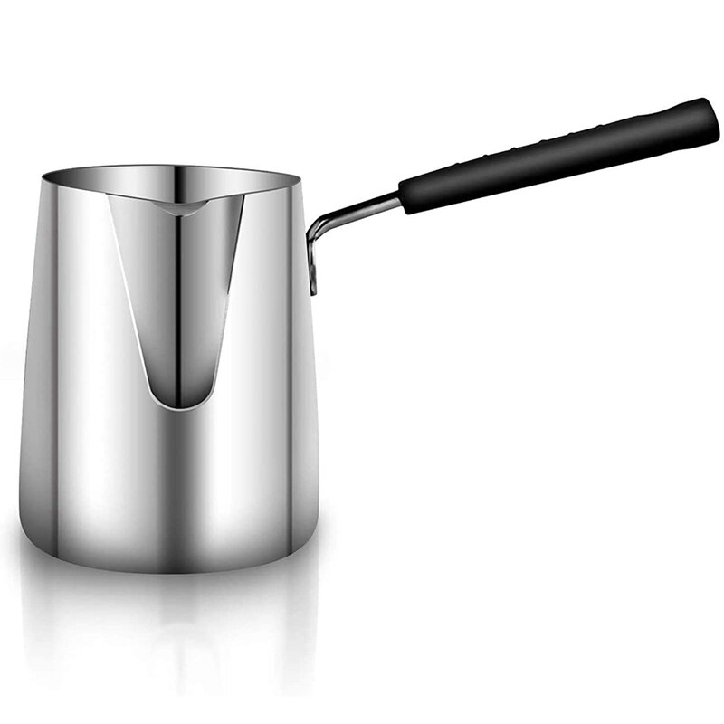 600Ml Turkse Koffie Pot Roestvrij Staal Melk En Koffie Warmer Chocolade Boter Smelten Pot Met Hittebestendig Handvat: Default Title