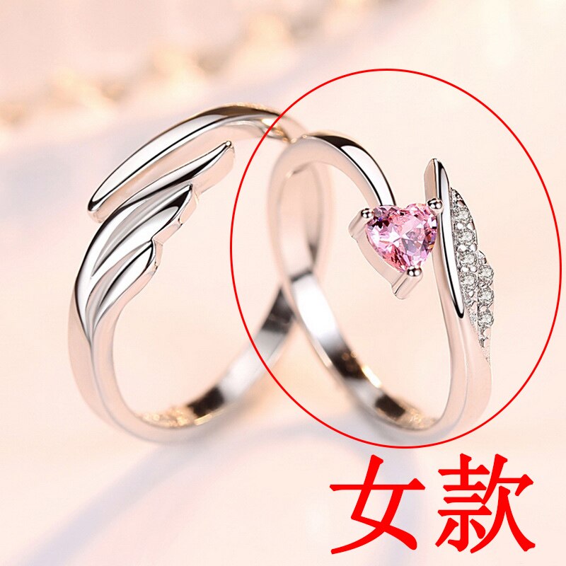 1 Pc Trendy Ecg Manchet Opening Ring Voor Vrouwen Lover Heart Wings Zirkoon Paar Vinger Sieraden Verstelbare Bridal Girl: Wing 4