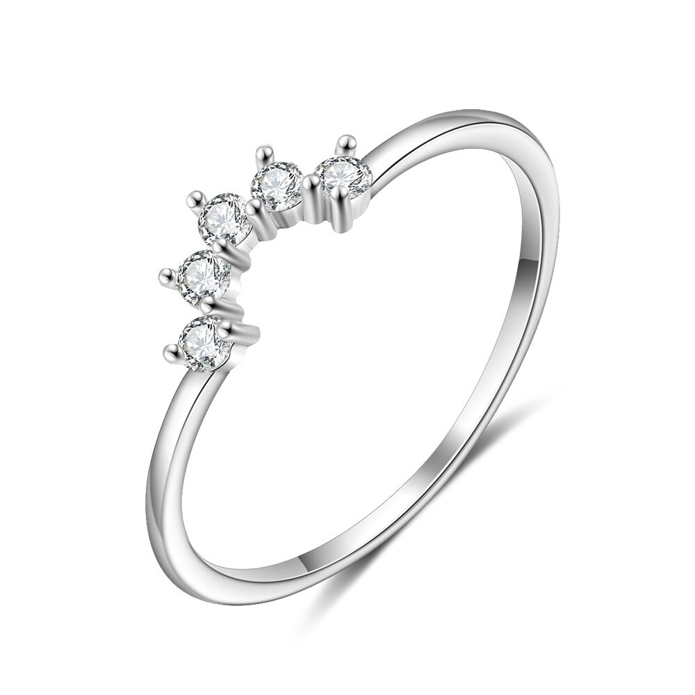 2 Stck/einstellen 925 Sterling Silber Stapelbar Opal Ring Klar CZ Finger Ringe für Frauen Hochzeit Band Silber 925 schmuck (Lam Hub Fong): 6 / nur Zircon Ring