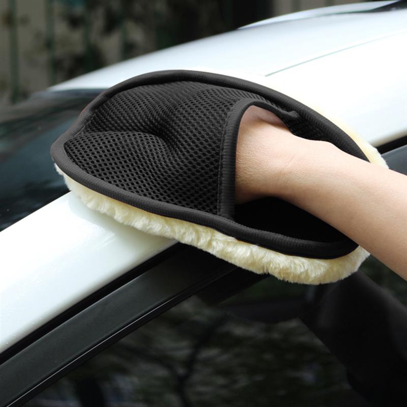 Biltvätt handske ull mikrofiber bilrengöringshandske för motorcykel vax polering tvätt svamp bilvård rengöring