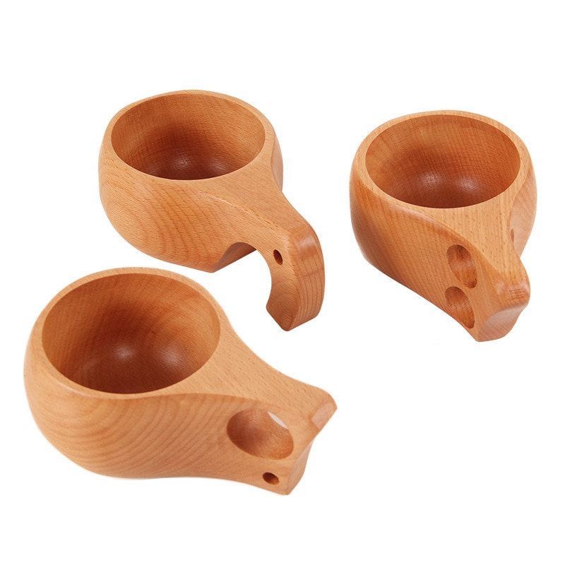 Finland kuksa Traditional Wooden Cup Outdoor Camping Drinking Cup Coffee Mug Handmade Nordic Beech Cup Travel Portable