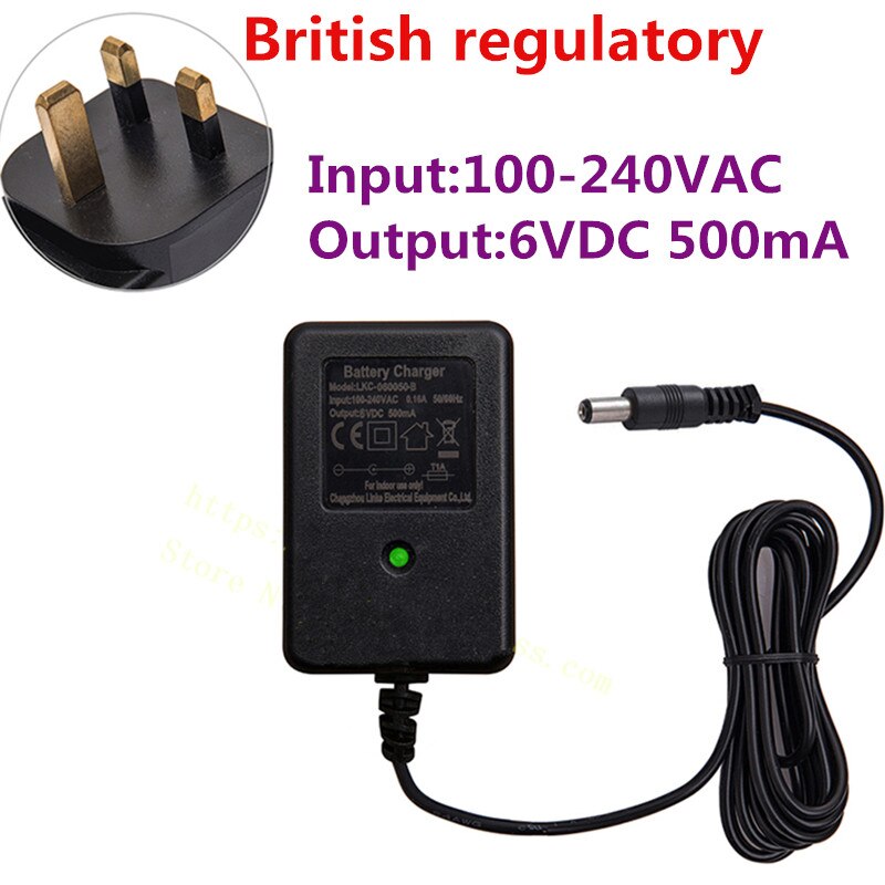 Cargador de coche de juguete con control remoto universal, dispositivo de carga de batería con agujero redondo de 6V/12V, regulación en ee.uu., Reino Unido, Europa, Australia: 6V500mA (Y)