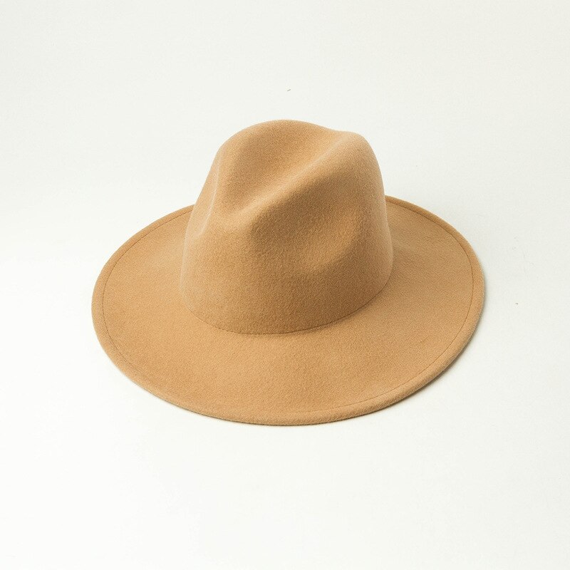 202009-hh9009 vinter ull solid barn 53cm huvud storlek barn fedoras keps barn jazz panama hatt: Kaki