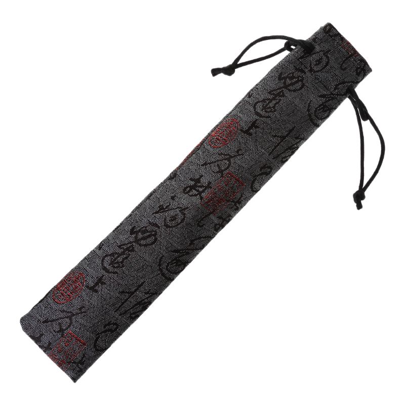 Kinesisk kalligrafi stil dekorativ folde hånd blæser taske støvtæt holder beskyttelses taske cover: Sølvgrå