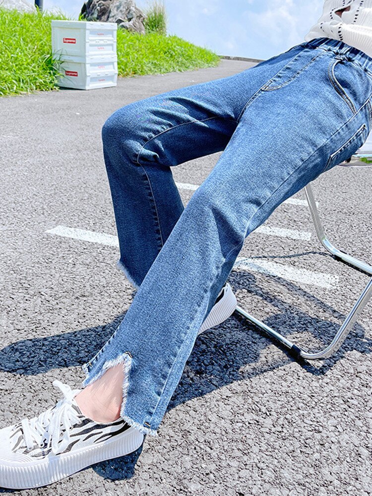 Pantalones vaqueros Acampanados para niñas Y niños, ropa informal de primavera Y otoño, coreana para adolescentes, 10, 12, 13, 14 Y: 14